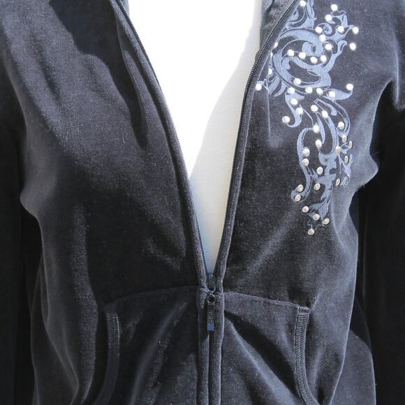 Soho Lady New York Women's Jogger Track Jacket Velour Black Size Medium - Picture 5 of 15